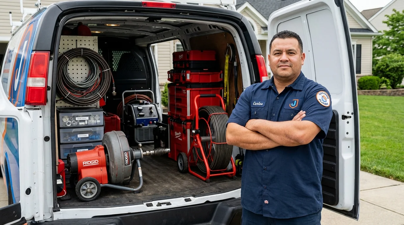 Professional drain cleaning equipment and Johns Plumbing LLC plumber in Johnstown