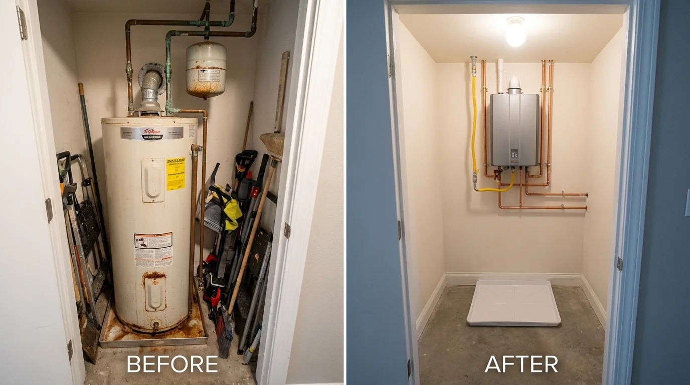 Tank water heater versus wall-mounted tankless unit comparison for Johnstown, CO homeowners